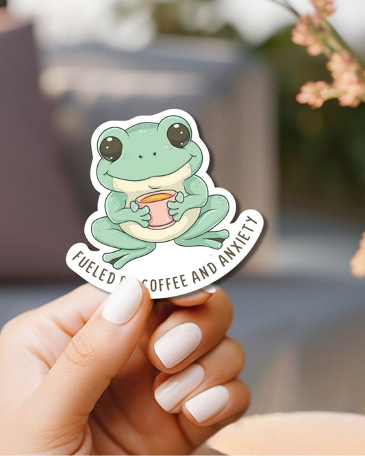Fueled By Coffee and Anxiety Vinyl Waterproof Sticker