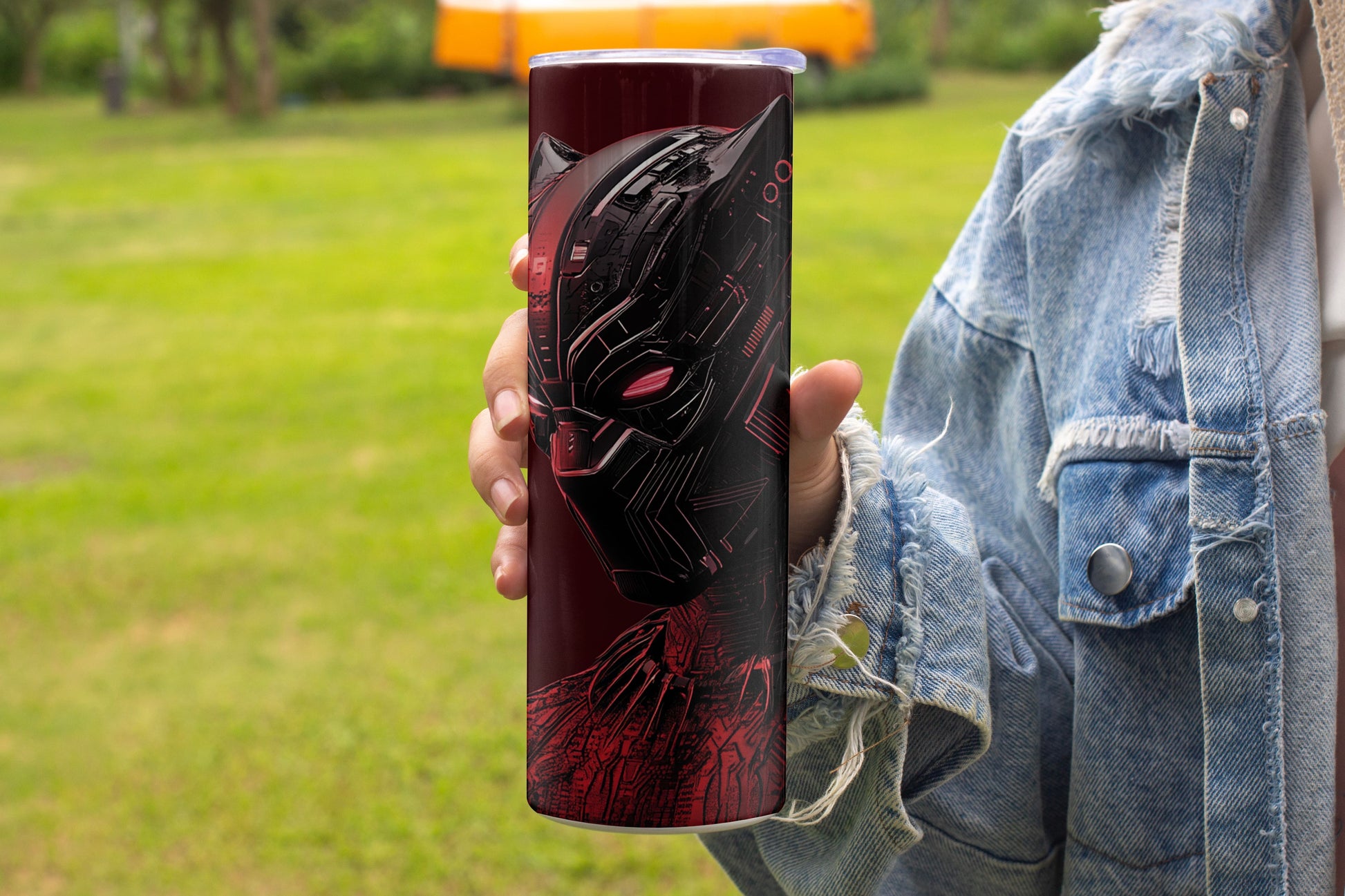 Black Red Panther Themed Stainless Steel Vacuum Insulated Tumblerr
