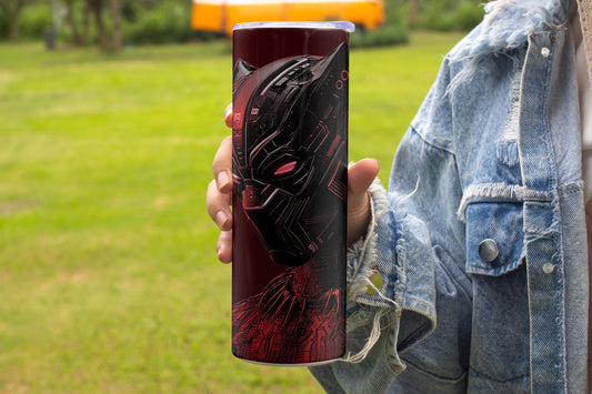 Black Red Panther Themed Stainless Steel Vacuum Insulated Tumblerr