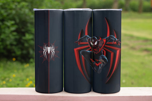 Black Spiderman Themed Stainless Steel Vacuum Insulated Tumbler