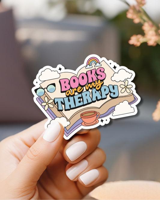 Books are my therapy Vinyl Waterproof Sticker