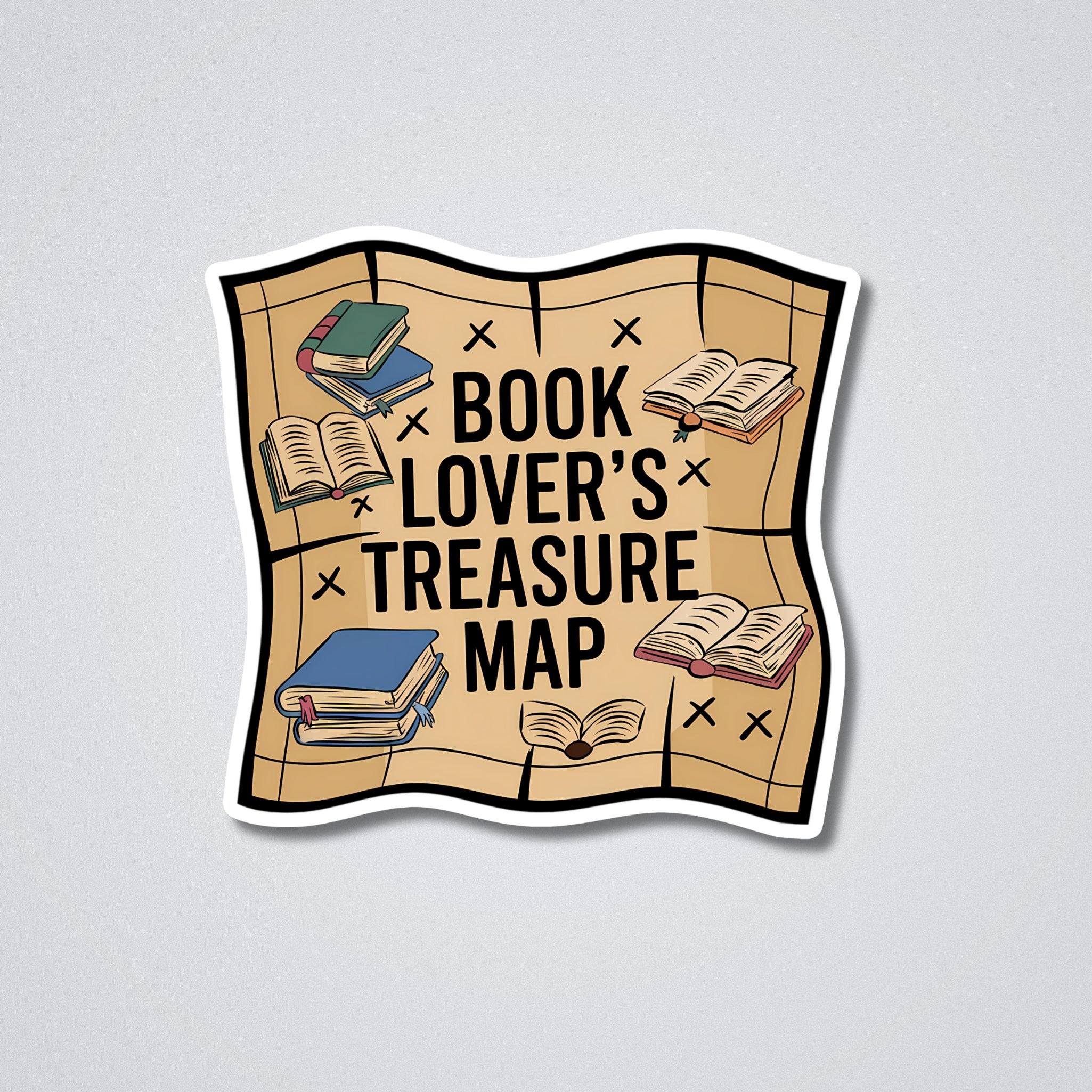 Book Lover's Treasure Map Vinyl Waterproof Sticker