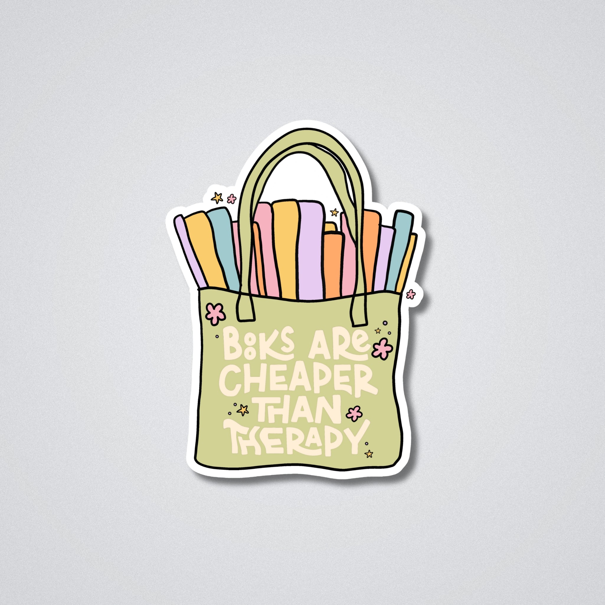 Books are cheaper than therapy Vinyl Waterproof Sticker