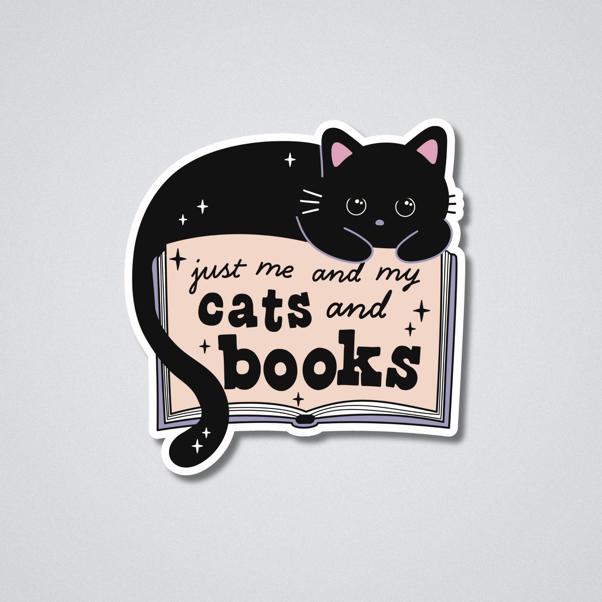 Black Cat and Book Lover Vinyl Waterproof Sticker