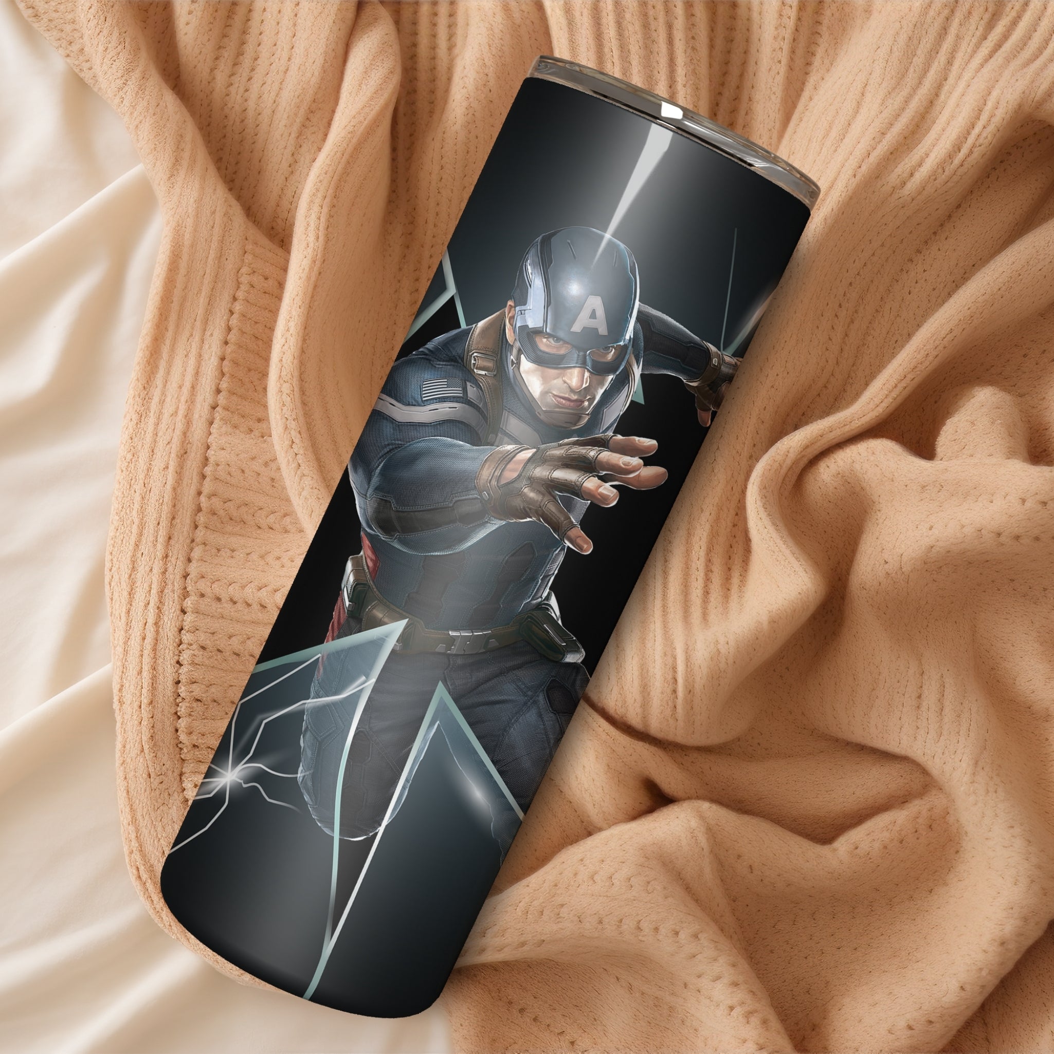 Captain America Themed Stainless Steel Vacuum Insulated Tumbler
