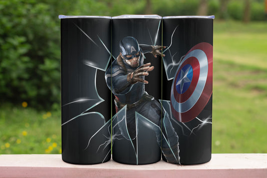 Captain America Themed Stainless Steel Vacuum Insulated Tumbler
