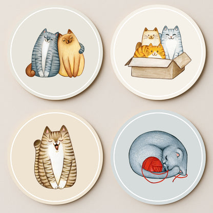 Cute Cats MDF Coaster - Set Of 4