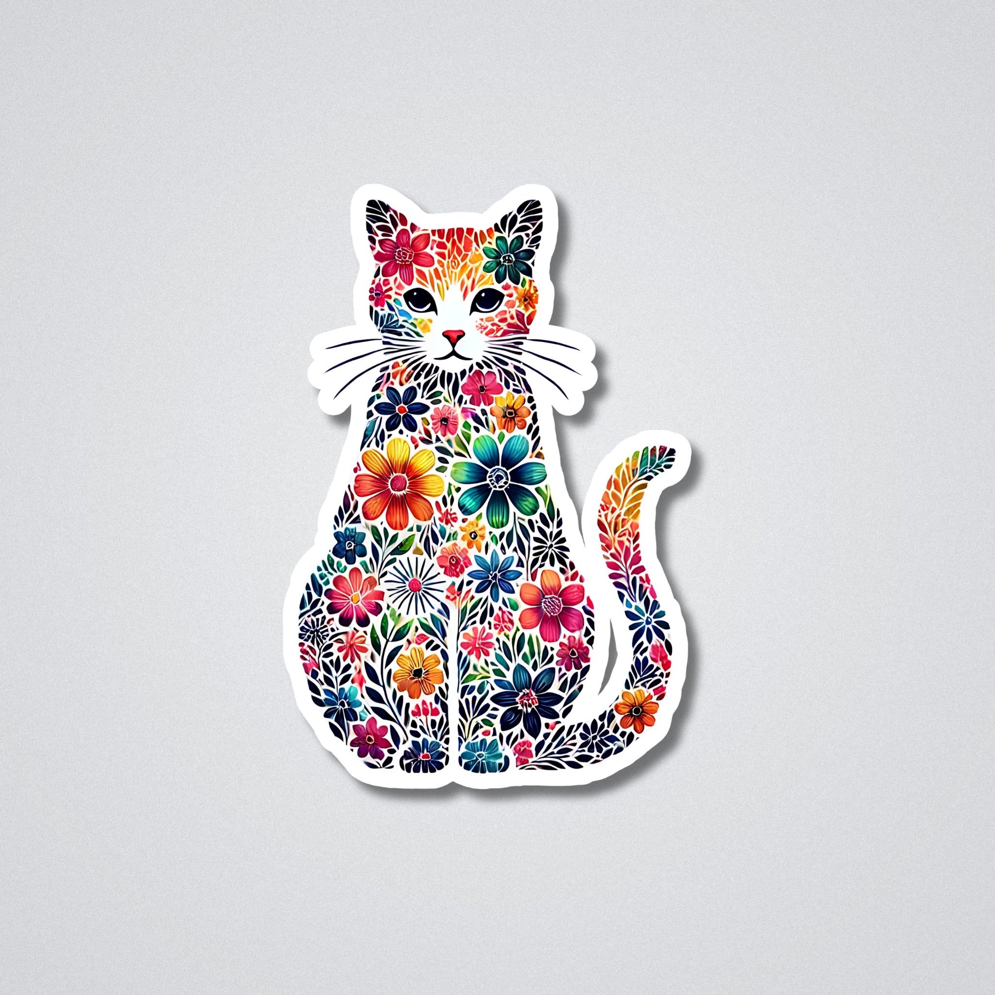 Colorful Cat Vinyl Waterproof Sticker