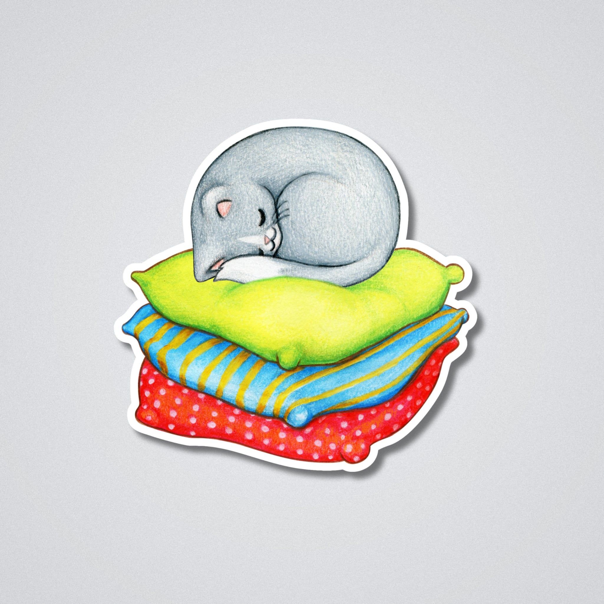 Cat On Cushions Vinyl Waterproof Sticker