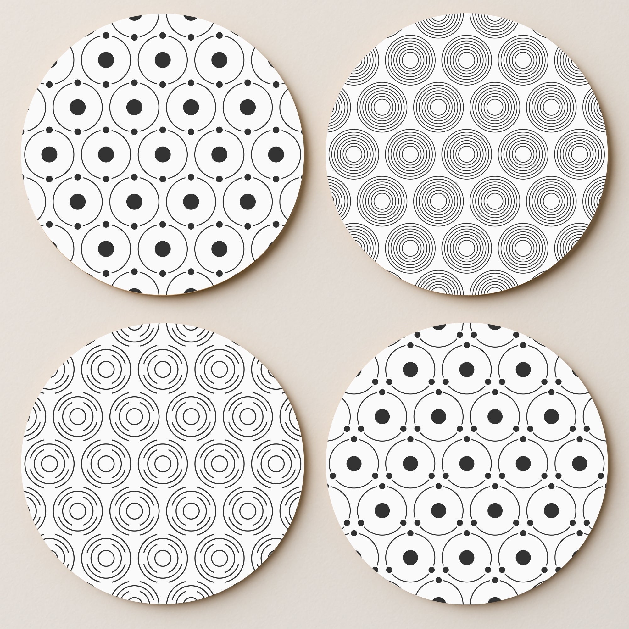 Monochromatic MDF Coaster - Set Of 4