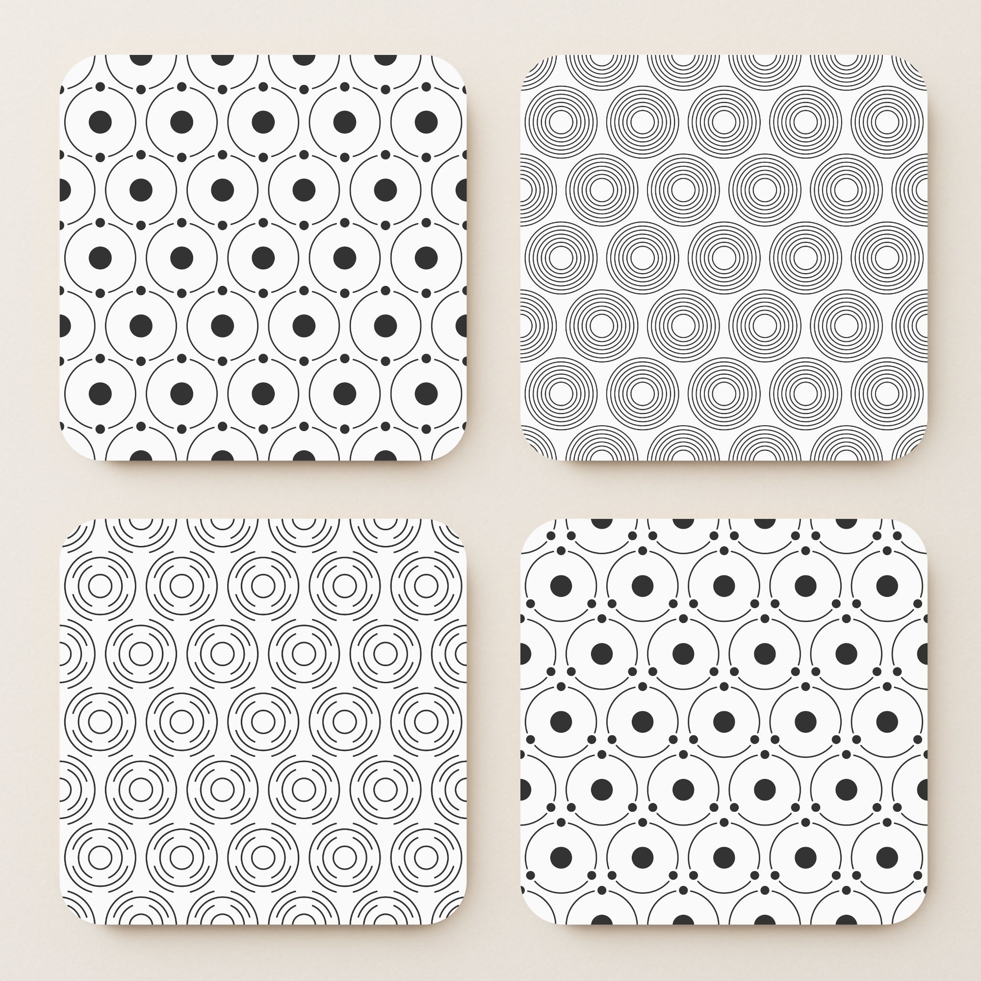 Monochromatic MDF Coaster - Set Of 4