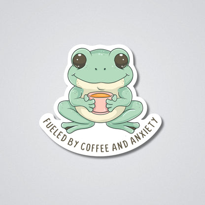 Fueled By Coffee and Anxiety Vinyl Waterproof Sticker