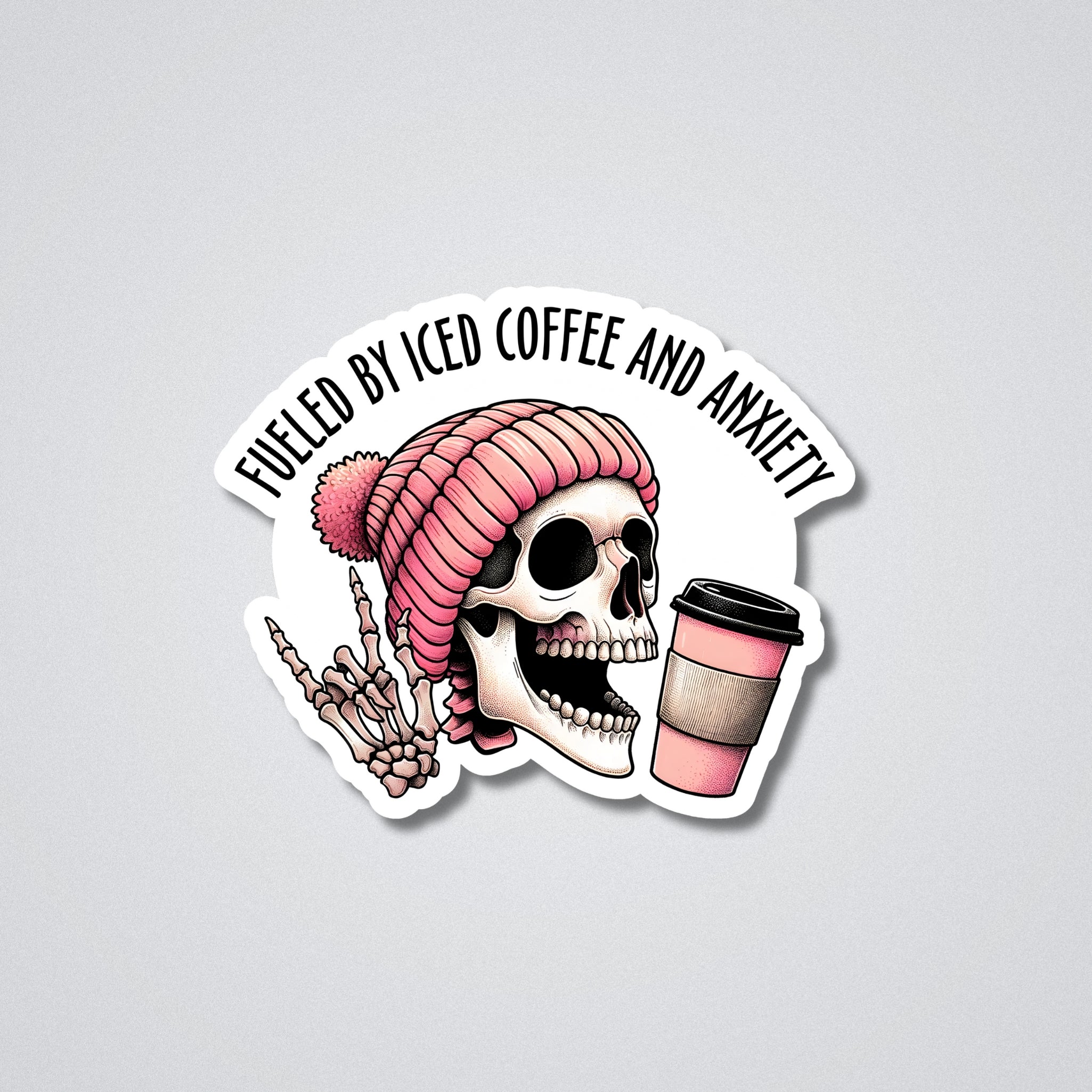 Fueled By Coffee & Anxiety Vinyl Waterproof Sticker