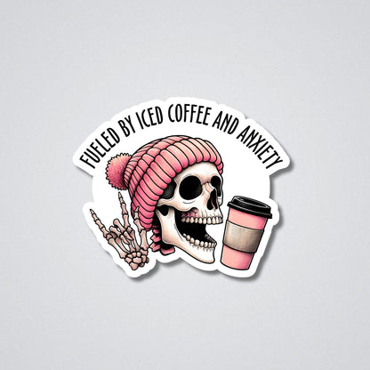 Fueled By Coffee & Anxiety Vinyl Waterproof Sticker