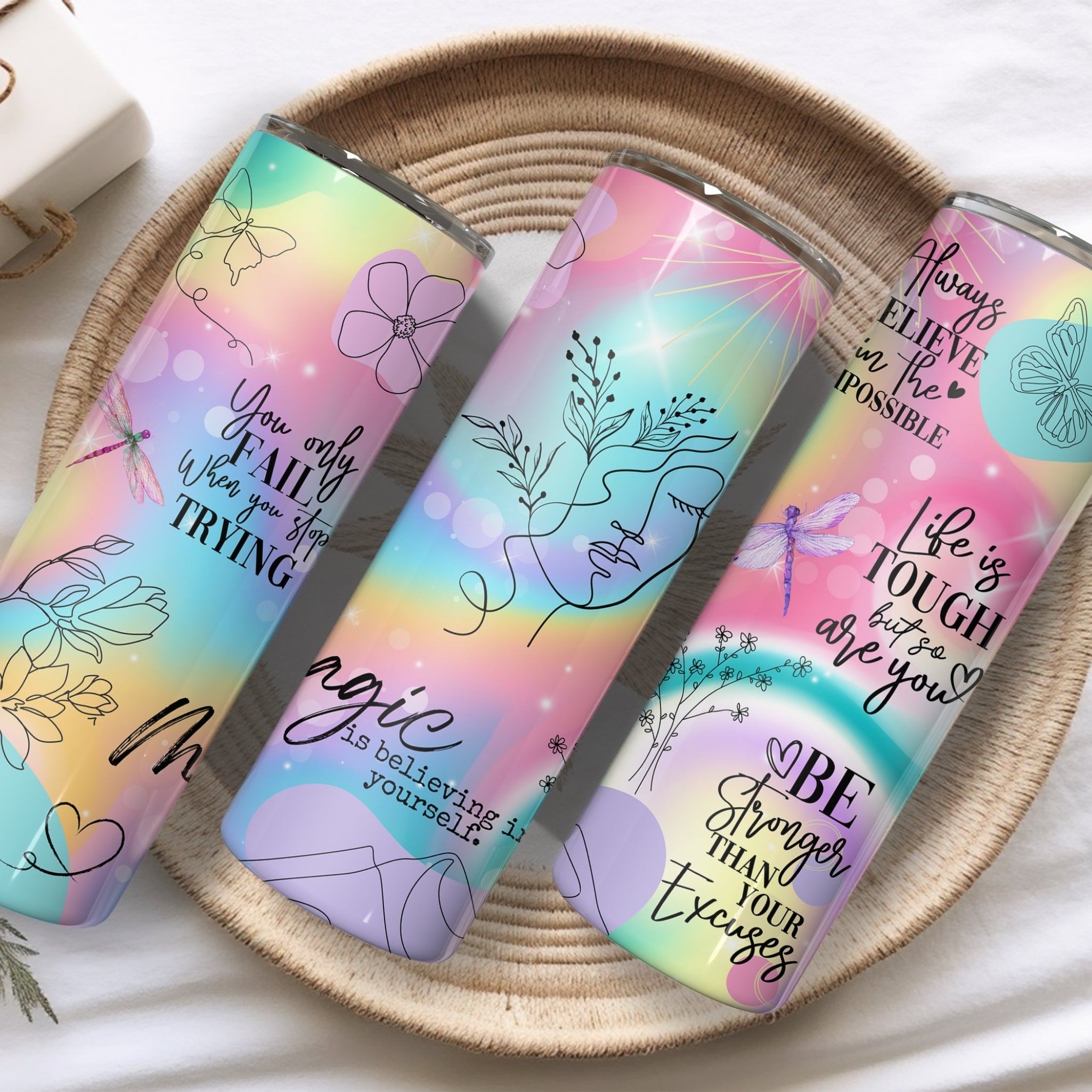 Unicorn Colored  Affirmations Stainless Steel Vacuum Insulated Tumbler
