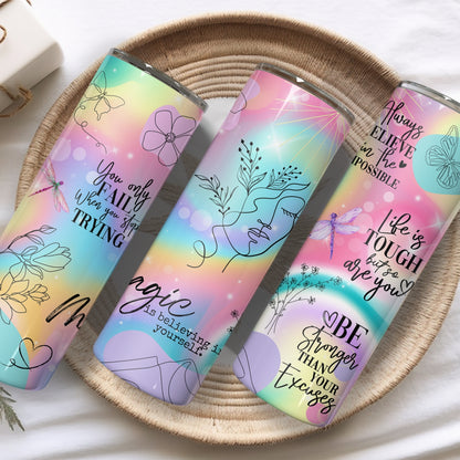 Unicorn Colored  Affirmations Stainless Steel Vacuum Insulated Tumbler