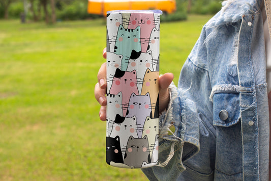 Cute Cats Themed Stainless Steel Vacuum Insulated Tumbler