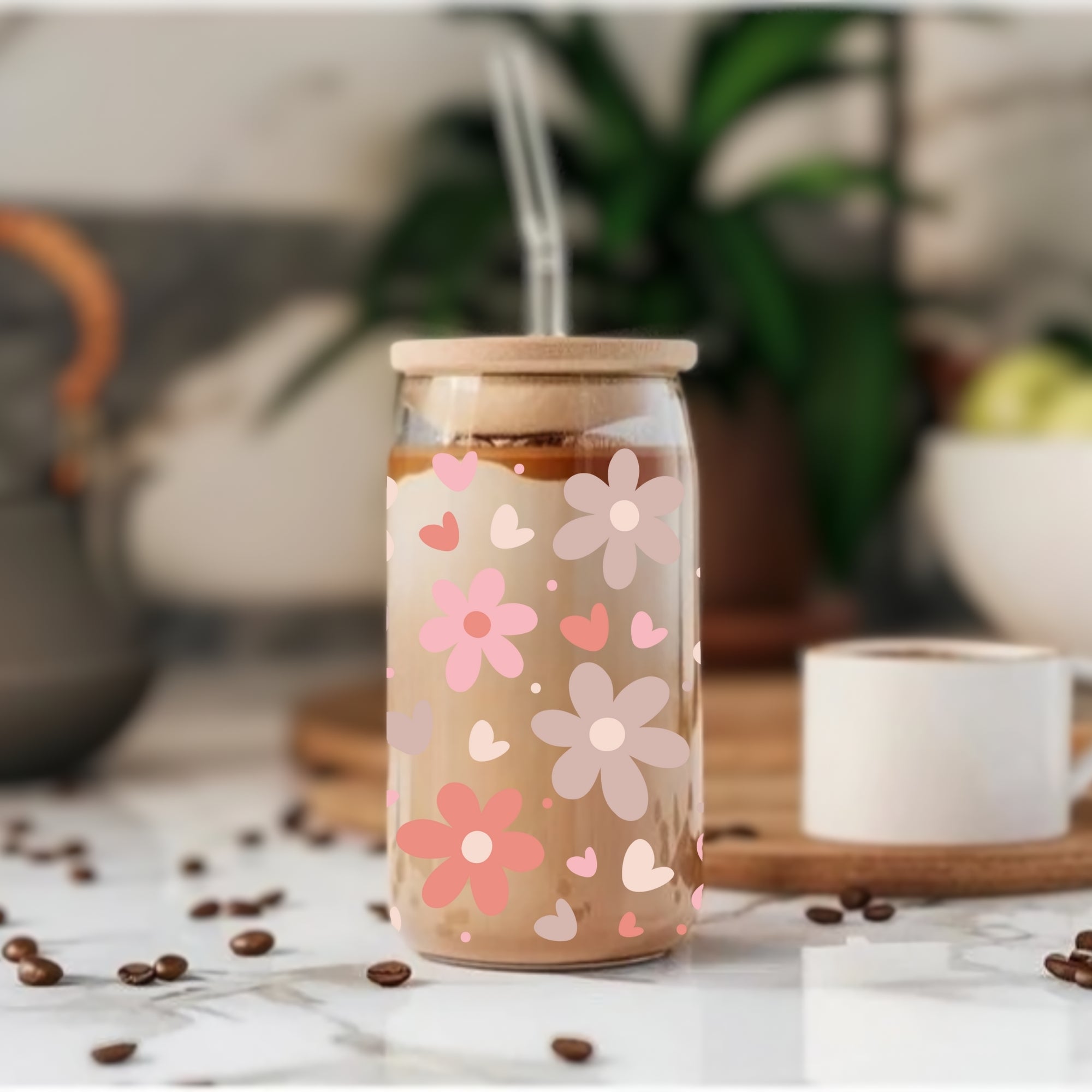 Daisy FLowers - Glass Tumbler