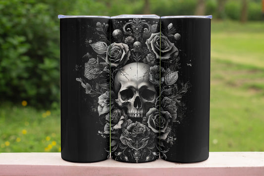 Floral Skull Themed Stainless Steel Vacuum Insulated Tumbler