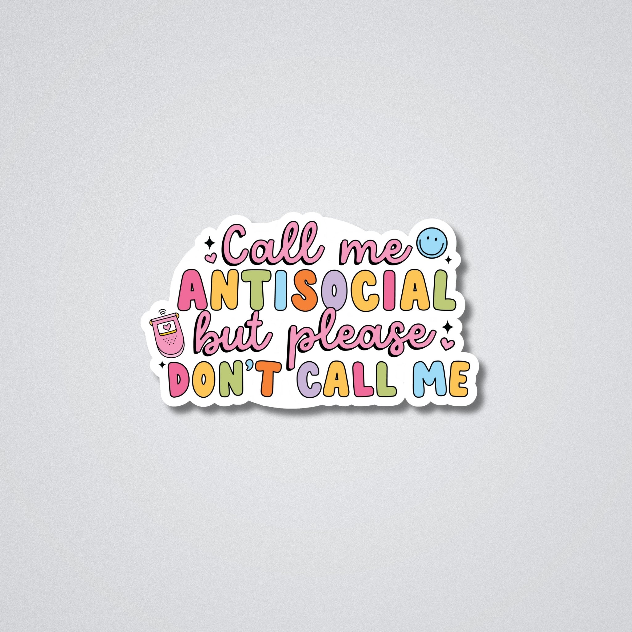 Call Me Antisocial Vinyl Waterproof Sticker