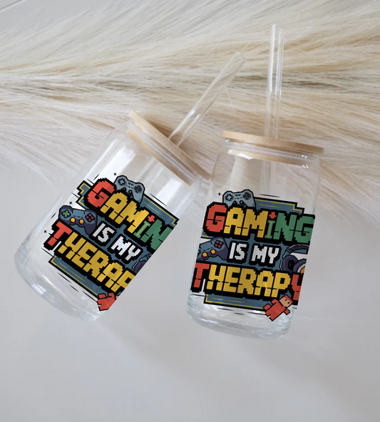 Gaming Is My Therapy - Glass Tumbler