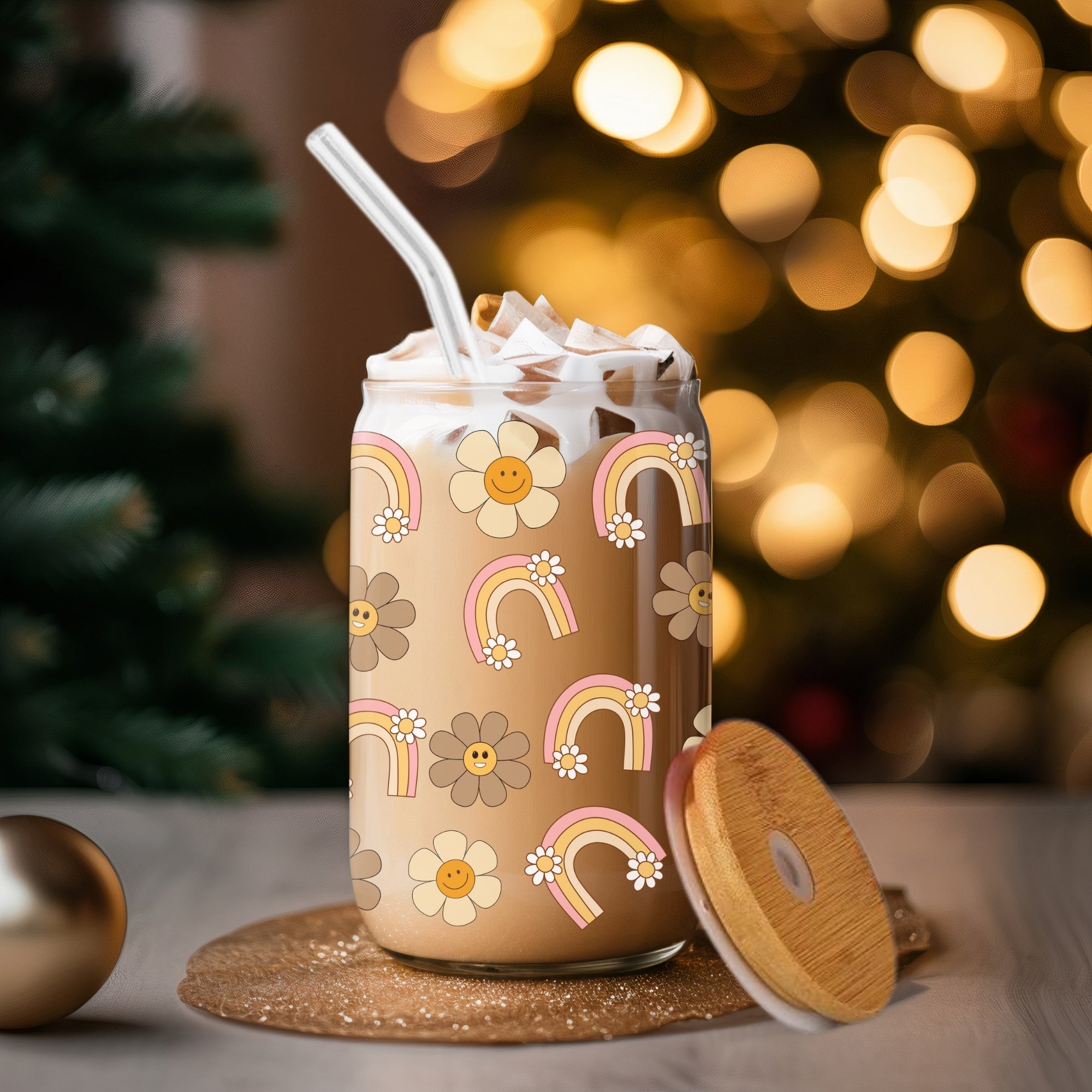 Retro Rainbows - Glass Tumbler