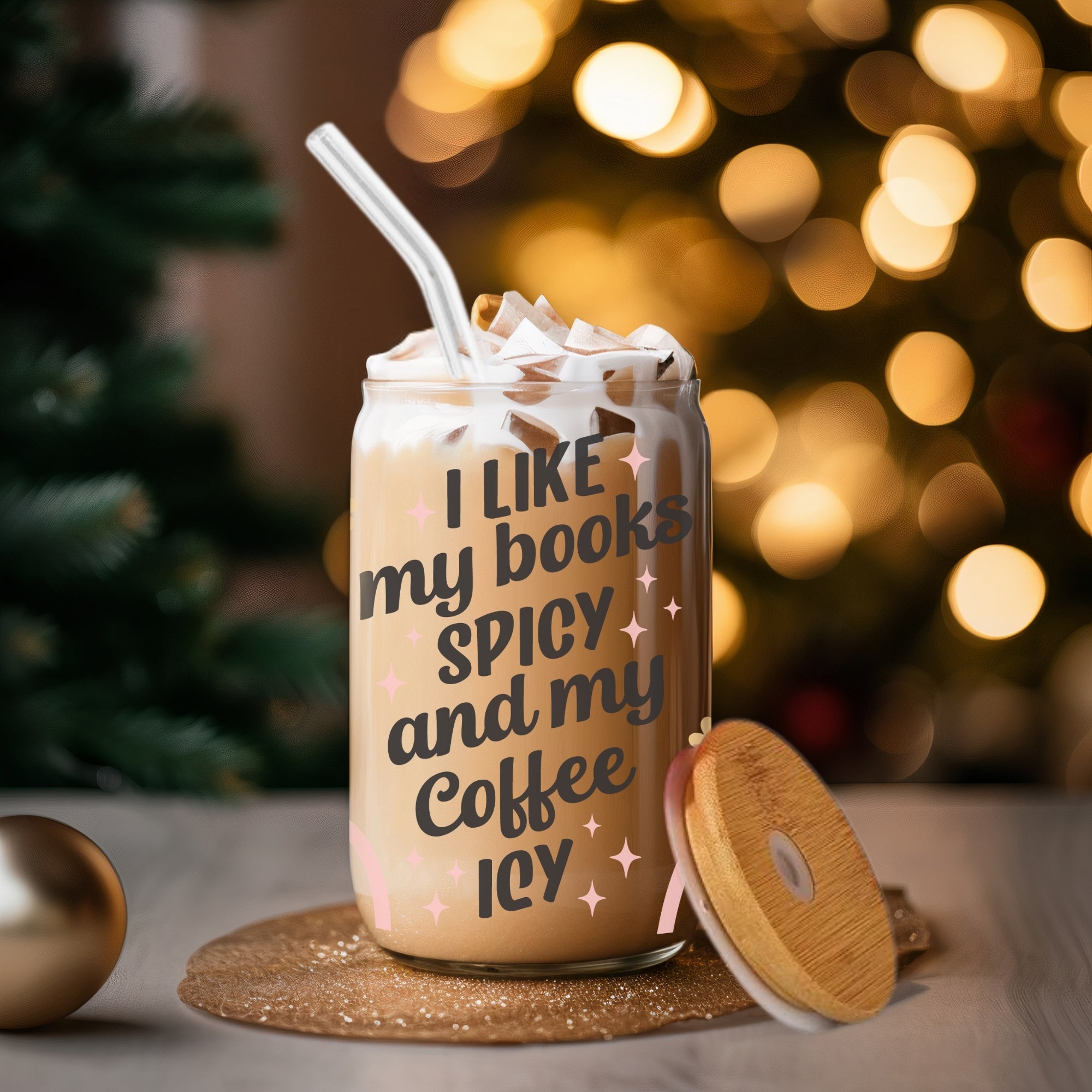 Books Spicy And Coffee Icy - Glass Tumbler