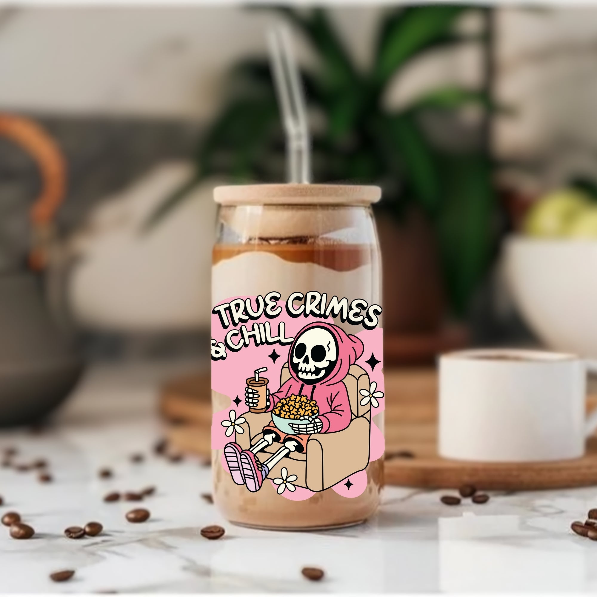 True Crimes and Chill - Glass Tumbler
