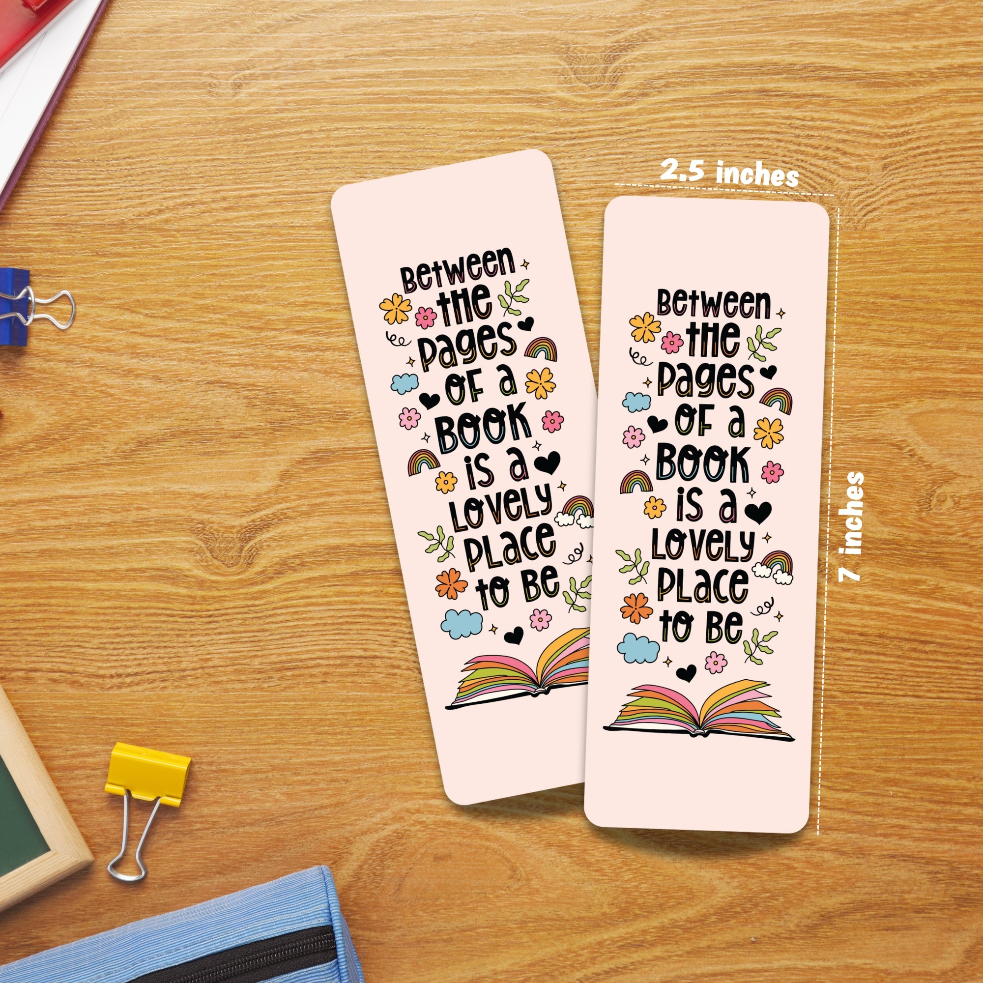 Between the pages of a book Laminated Bookmark