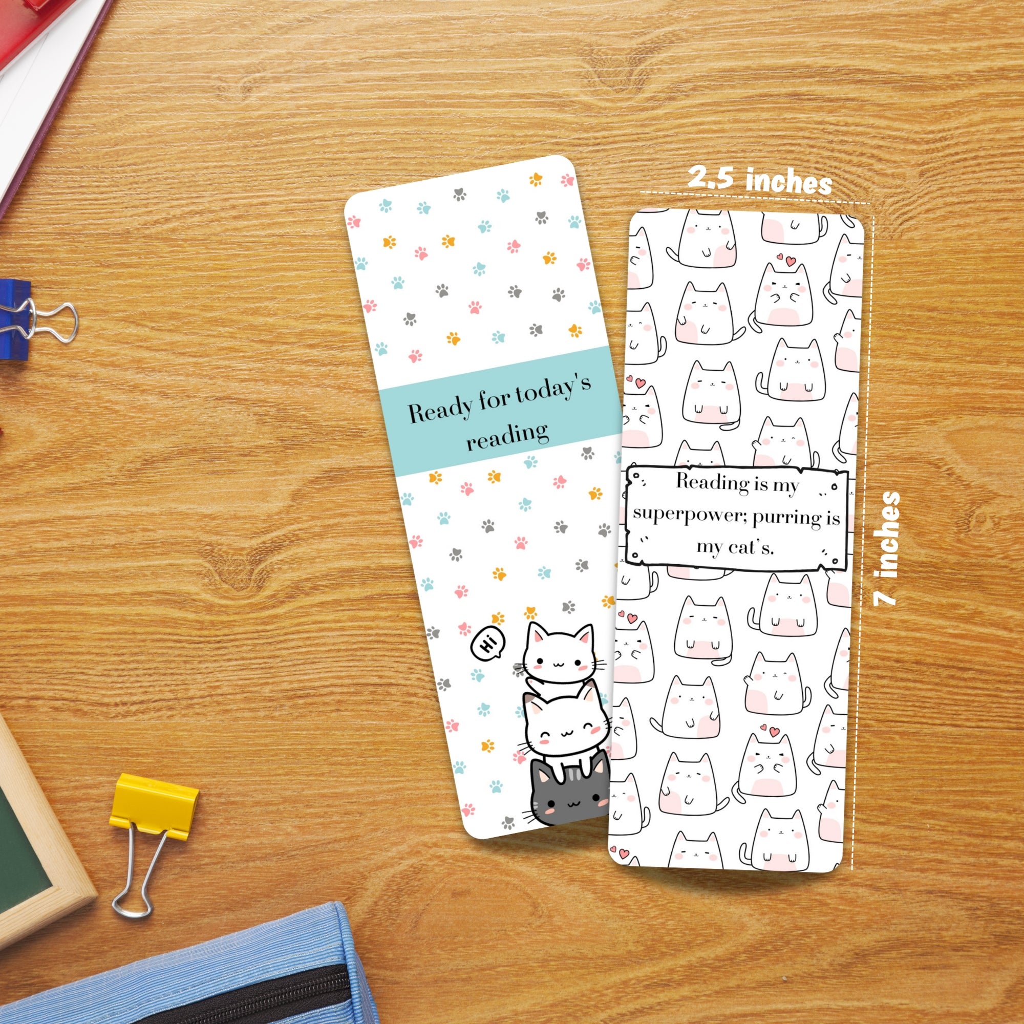 Cat Lover Laminated Bookmark - Set of 2