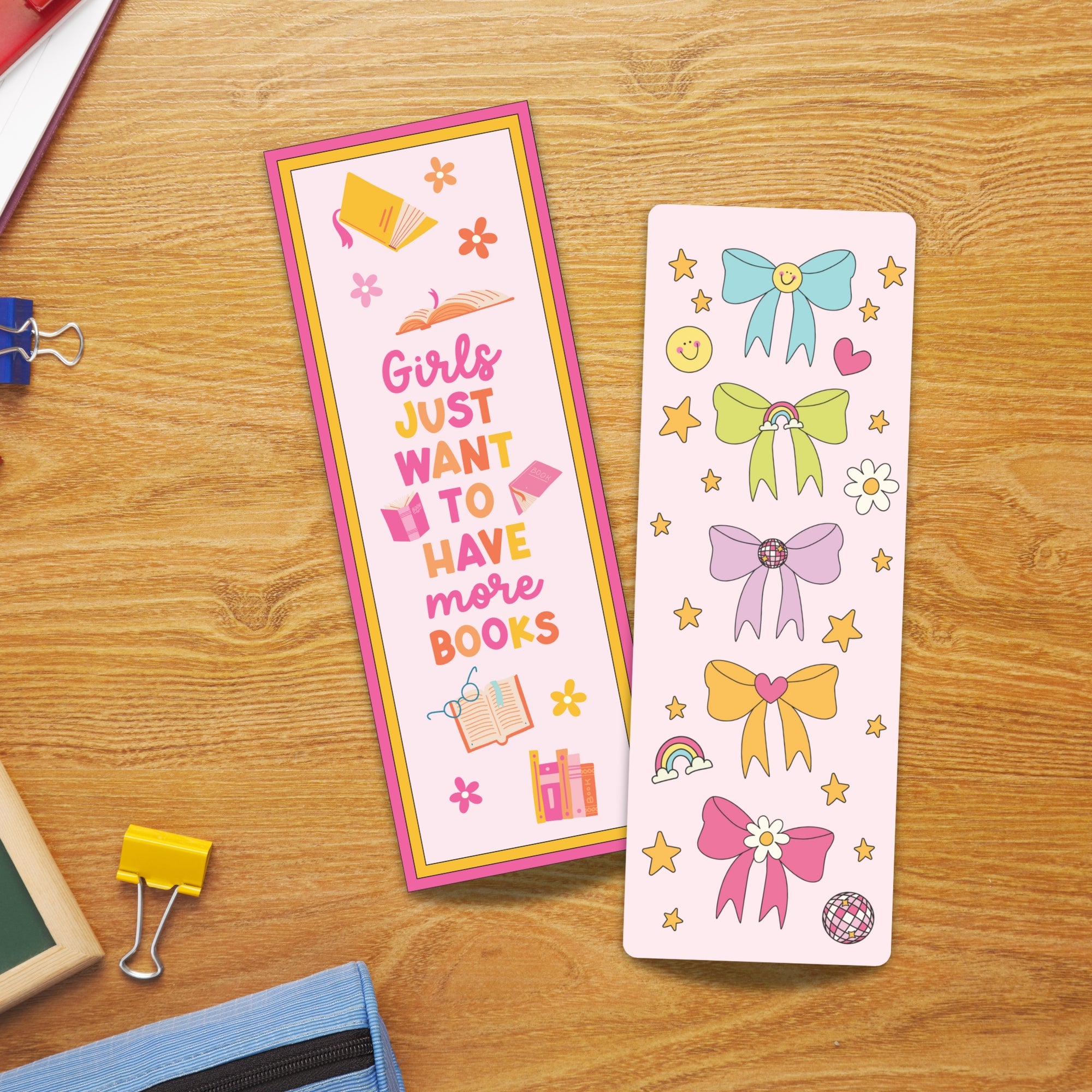 Set of 2 Cute Laminated Bookmark