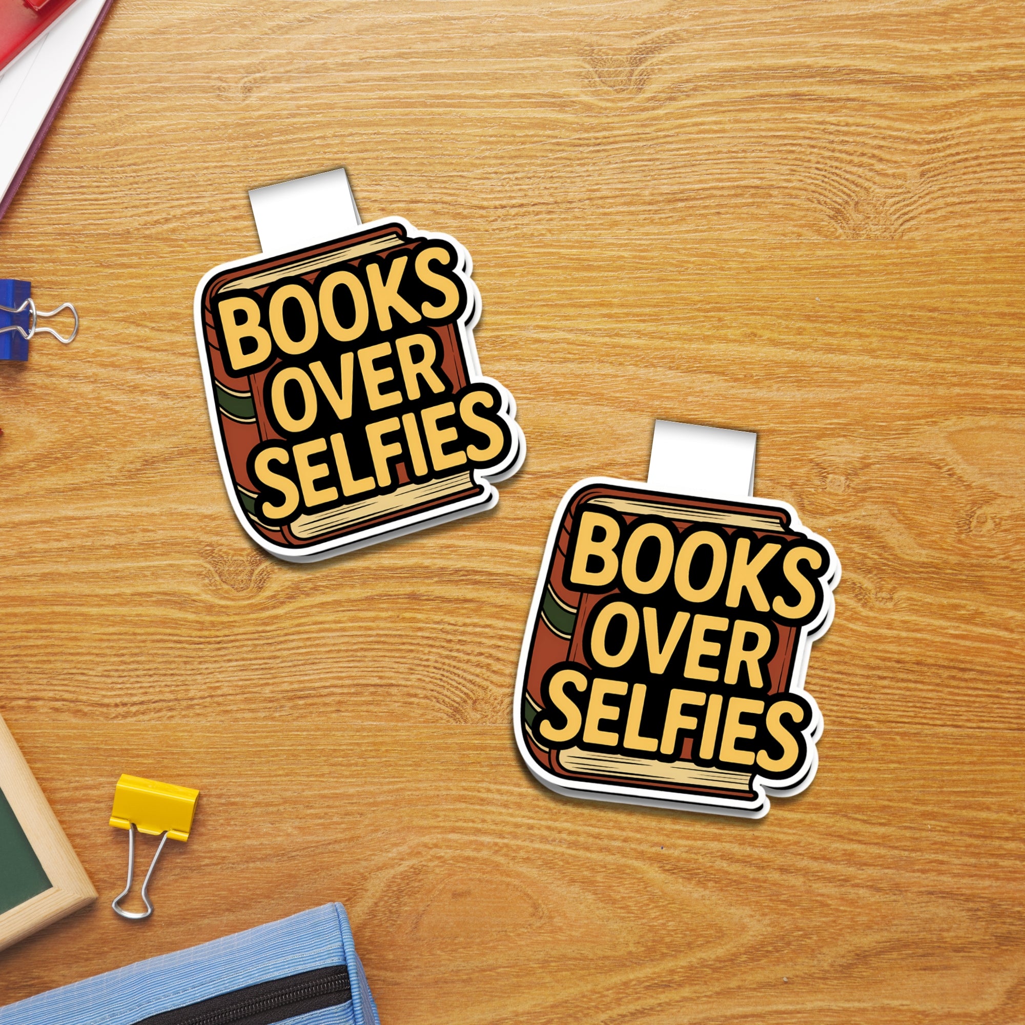 Books Over Selfies Magnetic Bookmark