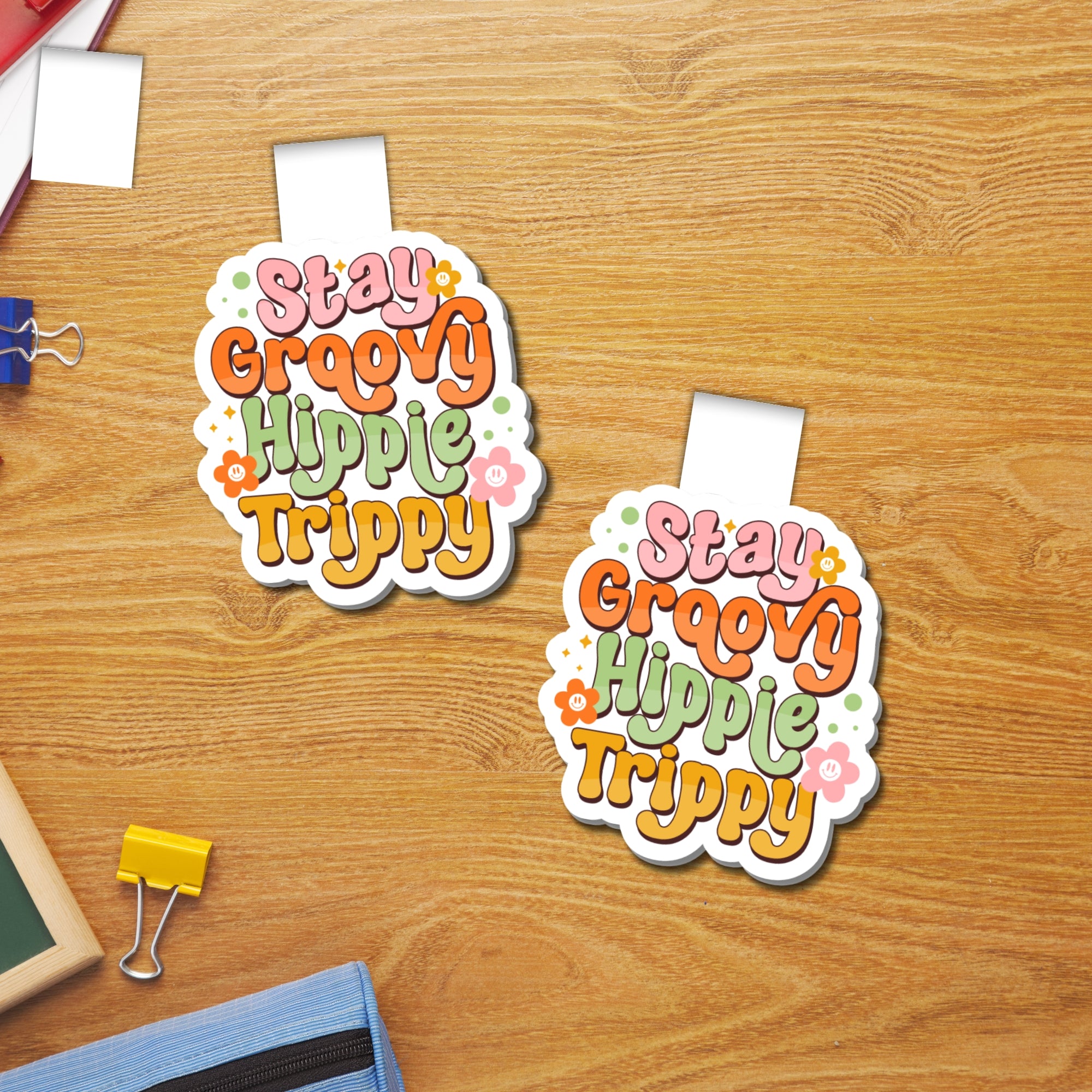 Stay Groovy Hippie Trippy Magnetic Bookmark