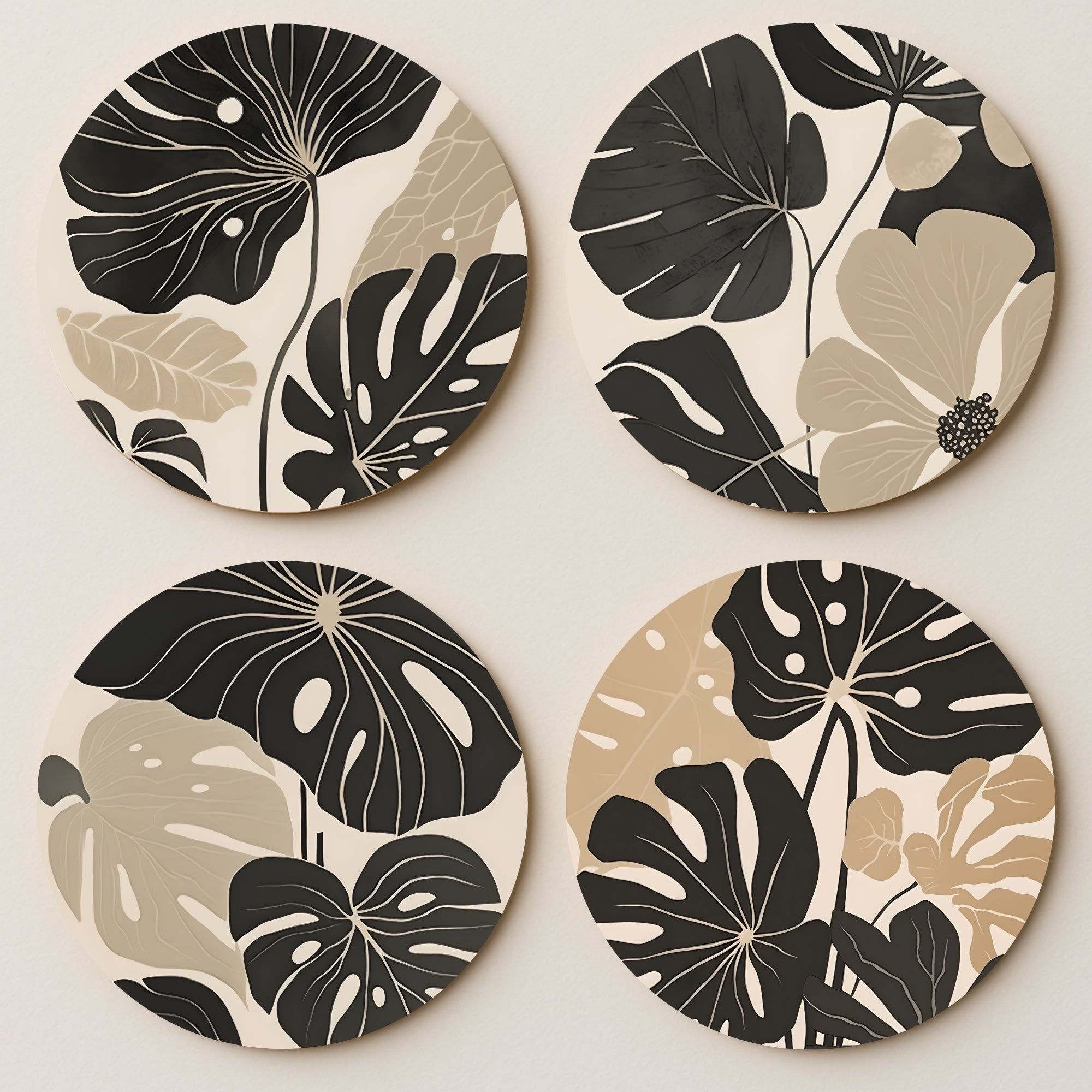 Minimalist Boho MDF Coasters - Set of 4