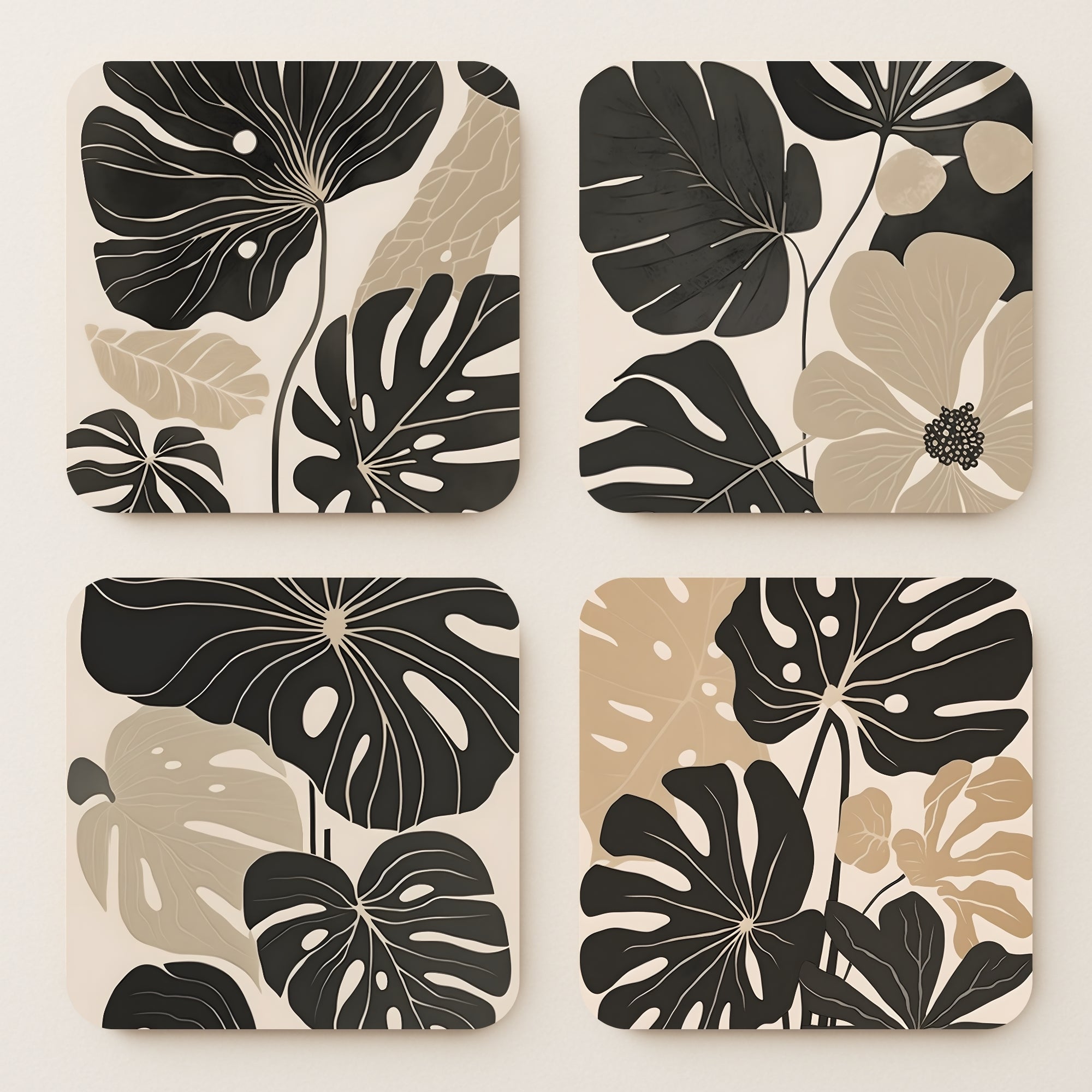 Minimalist Boho MDF Coasters - Set of 4