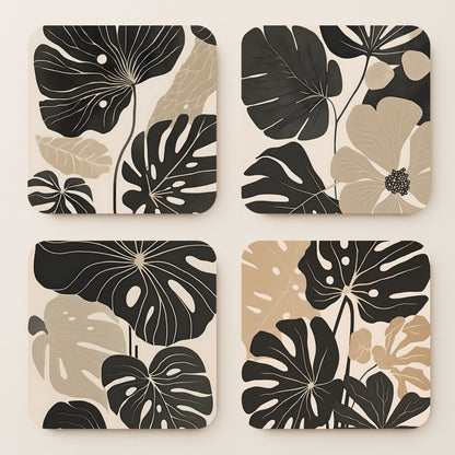 Minimalist Boho MDF Coasters - Set of 4