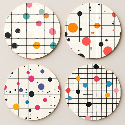 Modern Grid MDF Coaster - Set Of 4