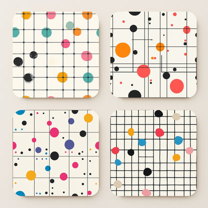 Modern Grid MDF Coaster - Set Of 4