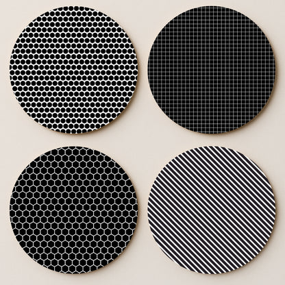 Monochrome MDF Coasters - Set Of 4