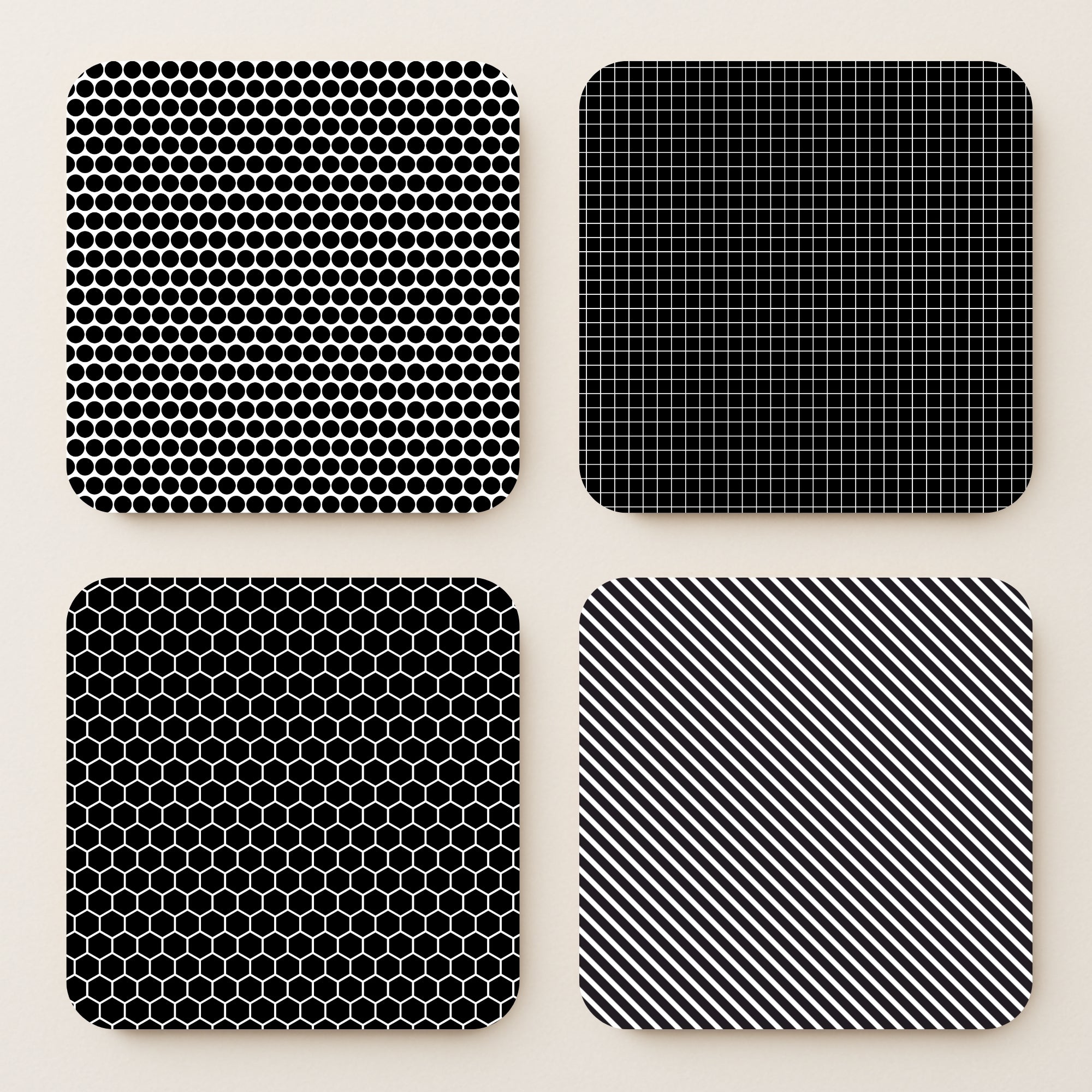 Monochrome MDF Coasters - Set Of 4