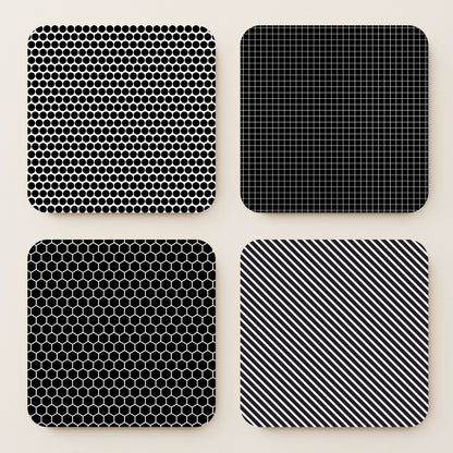 Monochrome MDF Coasters - Set Of 4