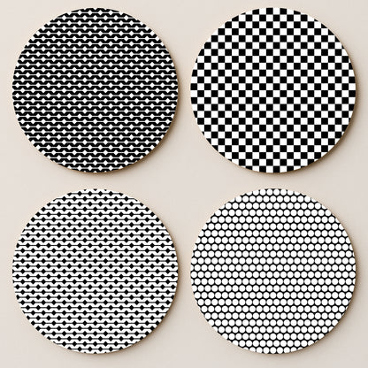 Monochrome MDF Coasters - Set Of 4