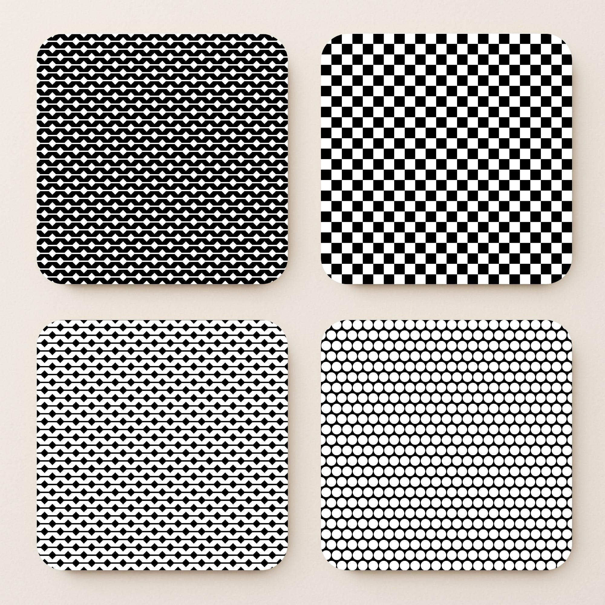 Monochrome MDF Coasters - Set Of 4