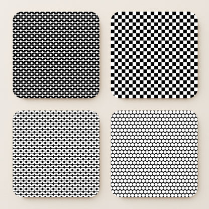 Monochrome MDF Coasters - Set Of 4