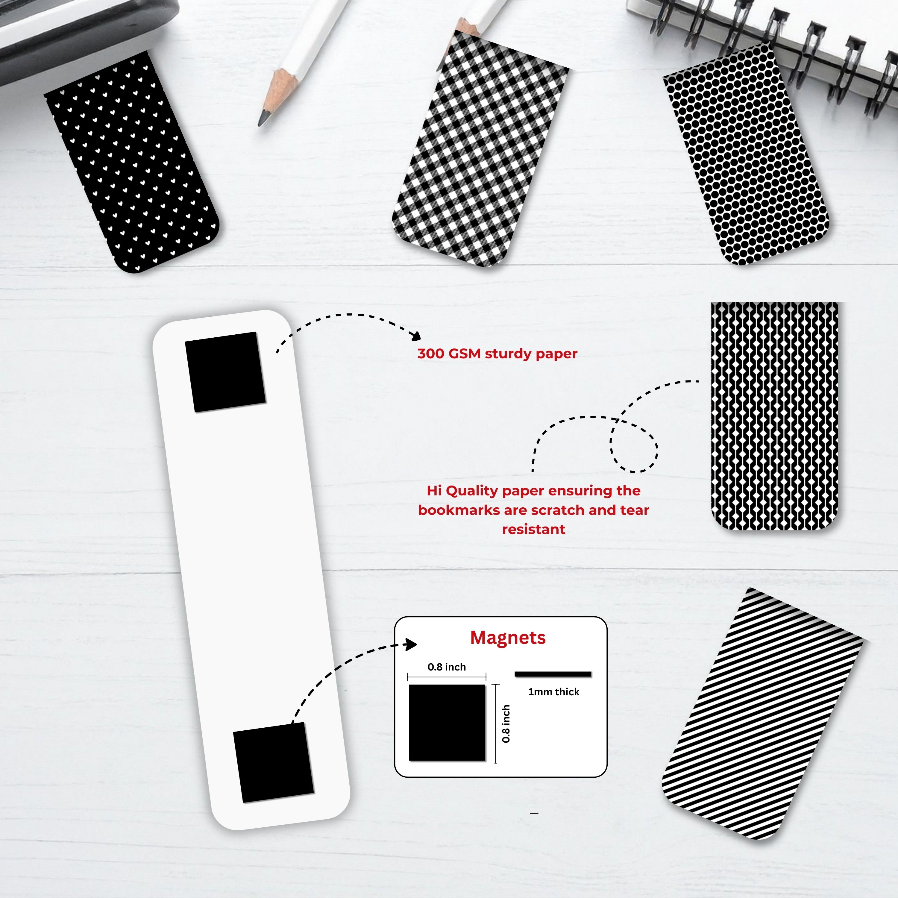 Monochrome Magnetic Bookmarks Bundle