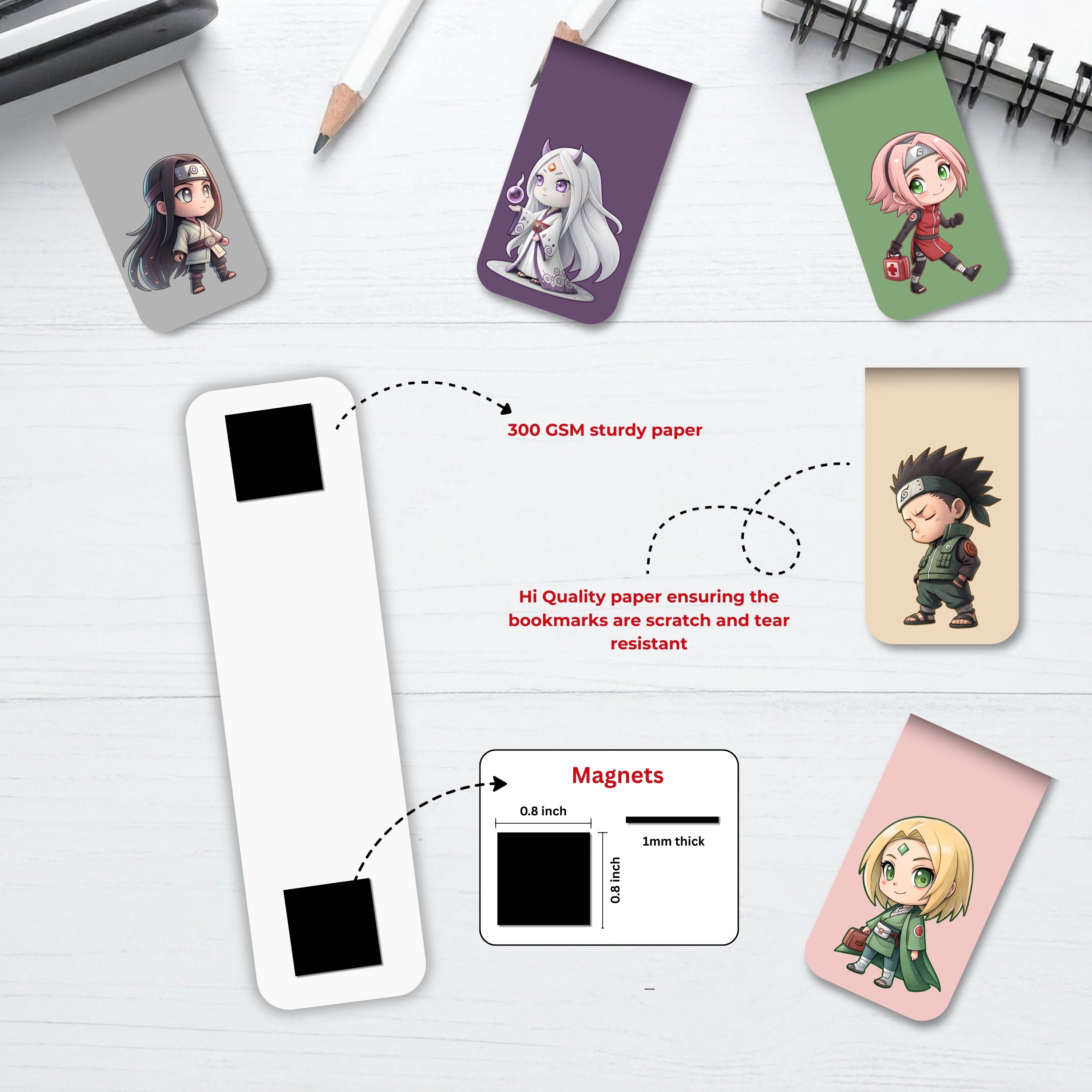 Naruto - 3 Magnetic Bookmarks Bundle