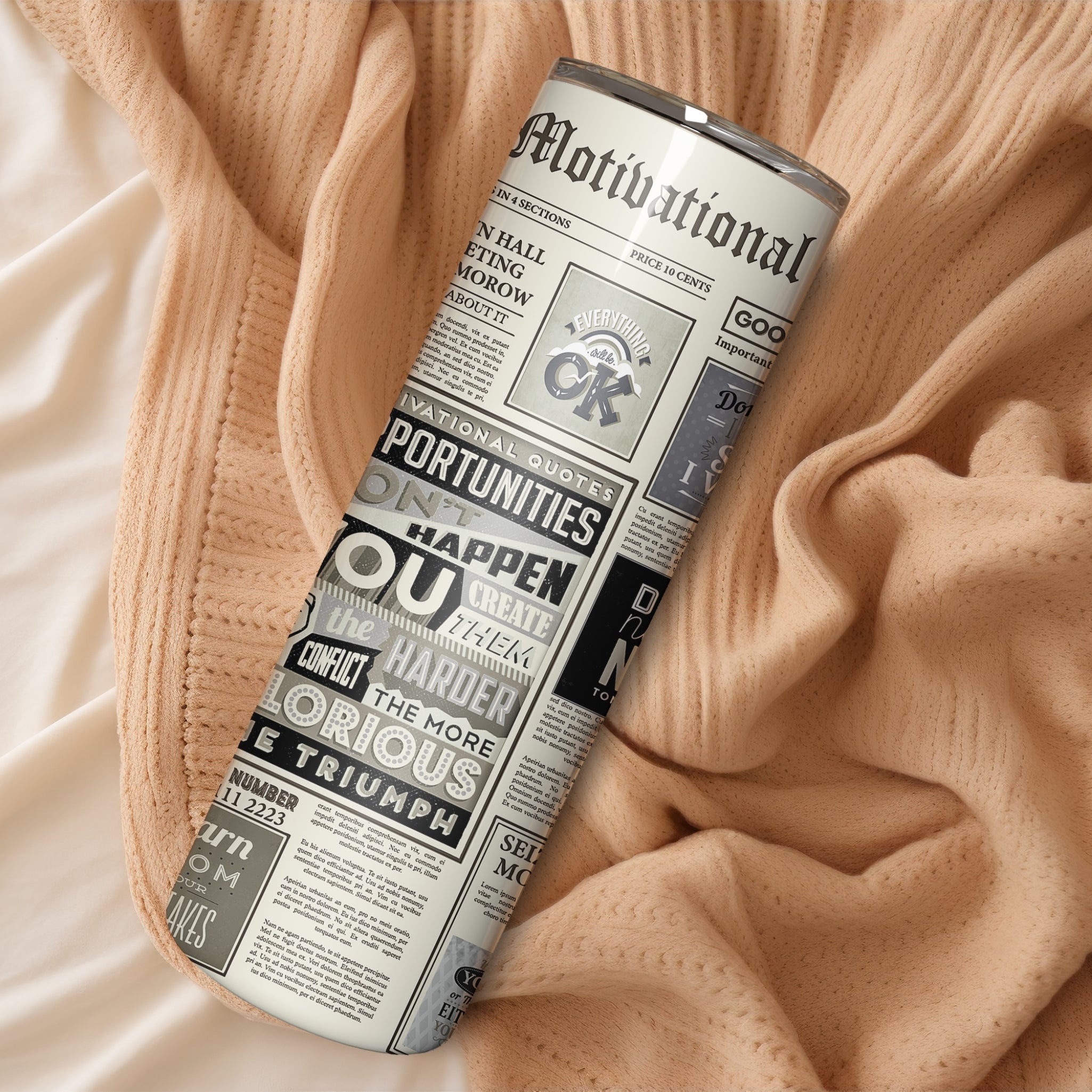 Motivational News Paper Stainless Steel Tumbler