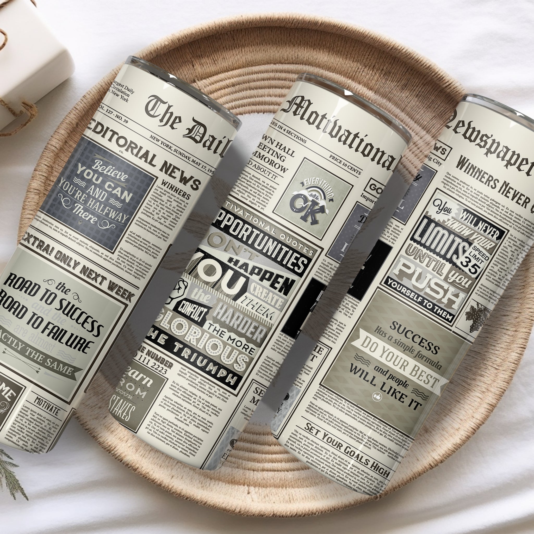 Motivational News Paper Stainless Steel Tumbler