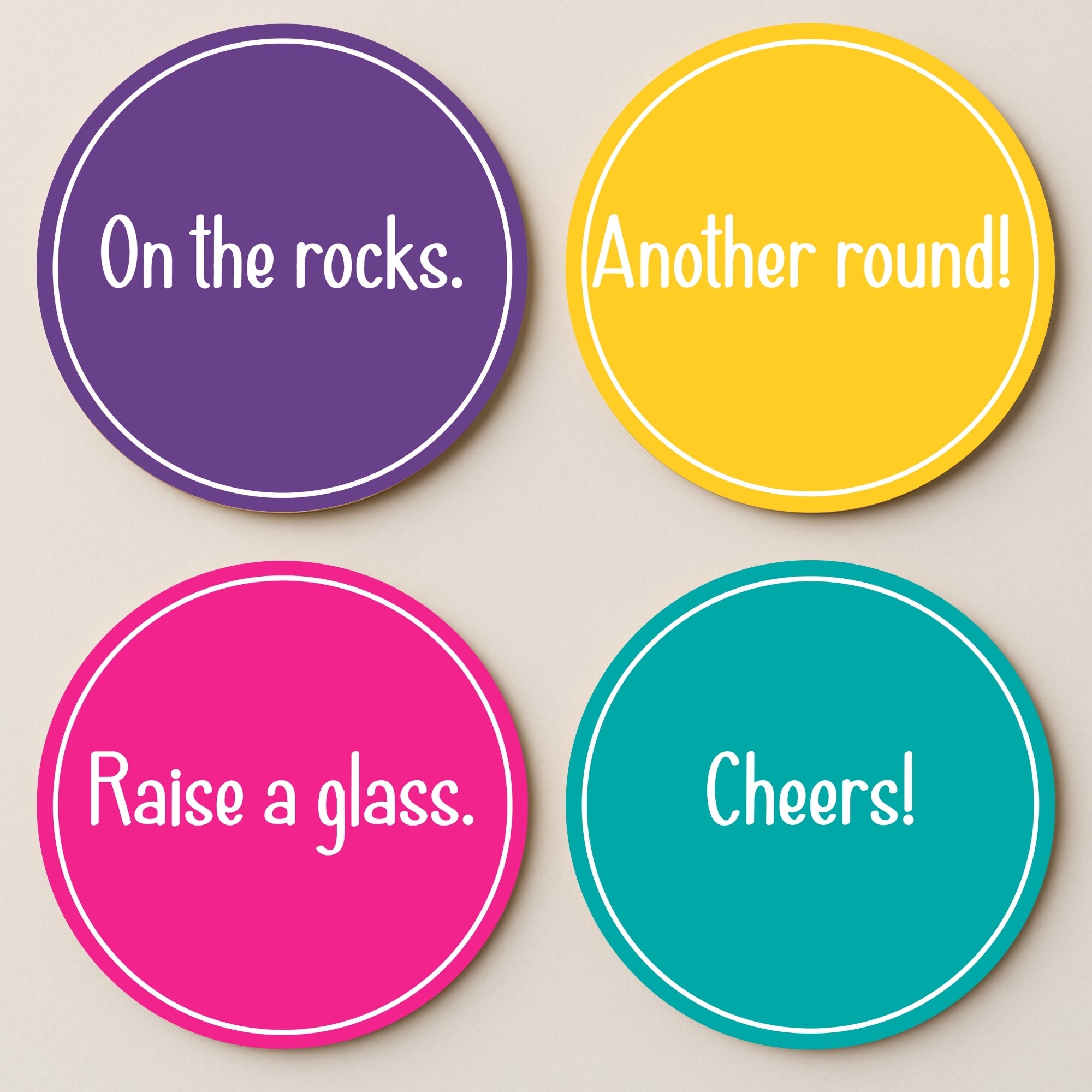Colorful Party MDF Coasters - Set Of 4
