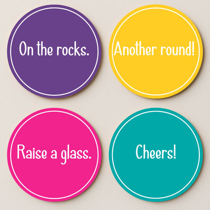 Colorful Party MDF Coasters - Set Of 4